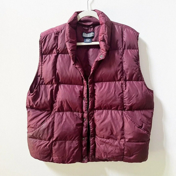 Lands End Burgundy Red Puffer Vest Mens Sz Large Goosedown Insulated Winter - Picture 6 of 11